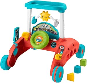 isher-Price Primi Passi al Volante, giocattolo ispirato a una macchina che incoraggia i bambini a camminare, Giocattolo per Bambini 6-36 Mesi, Versione Inglese+Italiano+Portoghese+Spagnolo HJP46