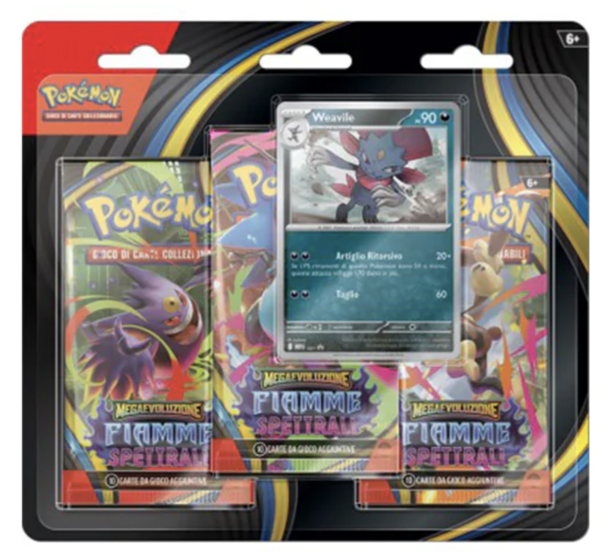 Pokemon Fiamme Spettrali 3 Pack Blister Weavile versione italiano