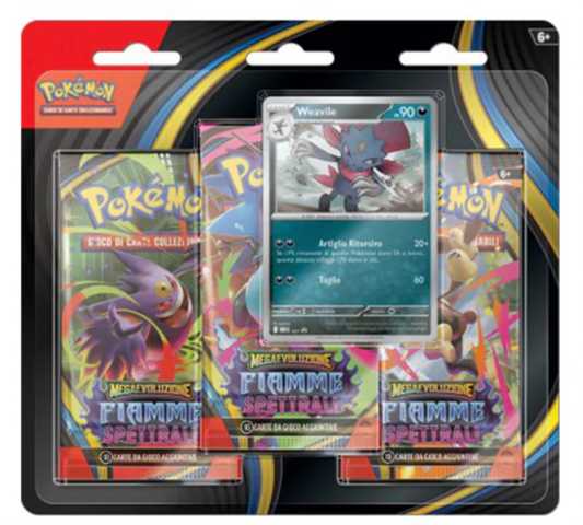 Pokemon Fiamme Spettrali 3 Pack Blister Weavile versione italiano