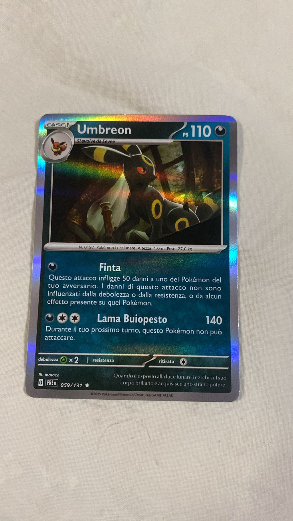 059-131 Umbreon Rara Reverse Holo Master Ball (ITA) MINT 9 BGS