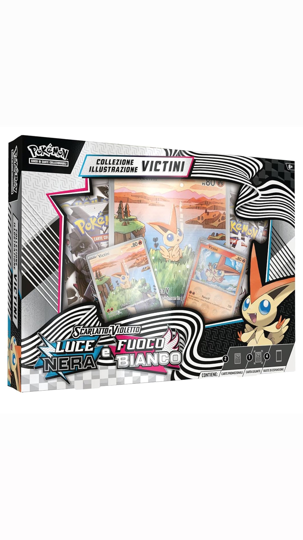 Collezione illustrazione victini - luce nera e fuoco bianco