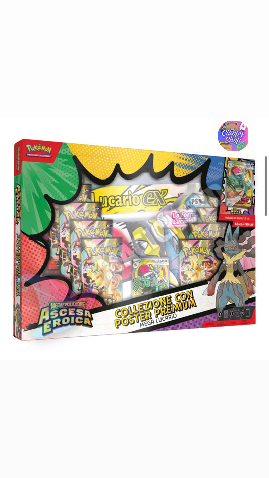 Pokemon Ascesa Eroica Collezione Con Poster Premium Mega Lucario ITA