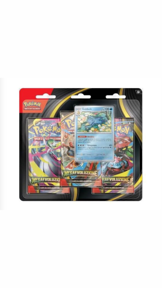 PokemonGCC,Megaevoluzione ,Blister 3 Bustine Con Promo Golduck, The Pokemon Company,Etra 6+